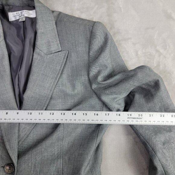 Tahari ASL Gray Zig-Zag Women's Hammered Button Suit Blazer | Size 6P - Picture 7 of 8